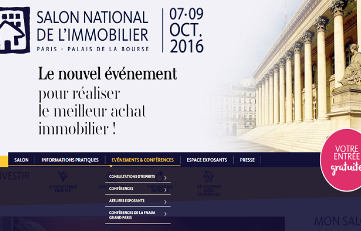 Rendez-vous au Salon national de l’immobilier de Paris du 7 au 9 octobre 2016
