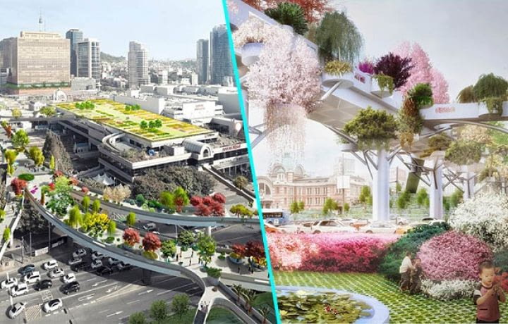 Un jardin suspendu pour remplacer une autoroute à Séoul