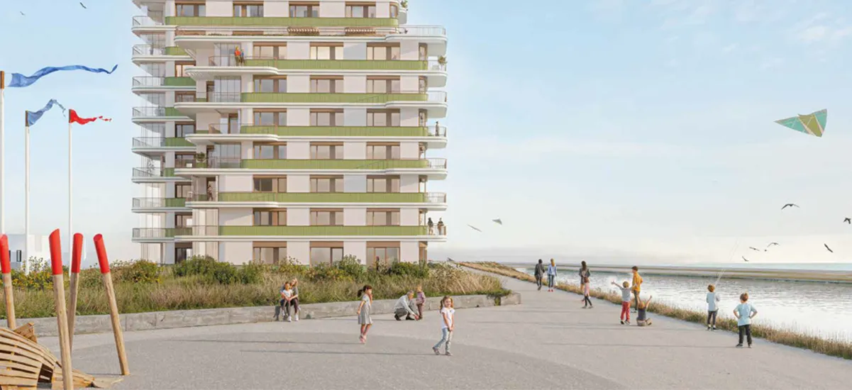 Dunkerque quartier de la Pointe des Alliés face à la mer