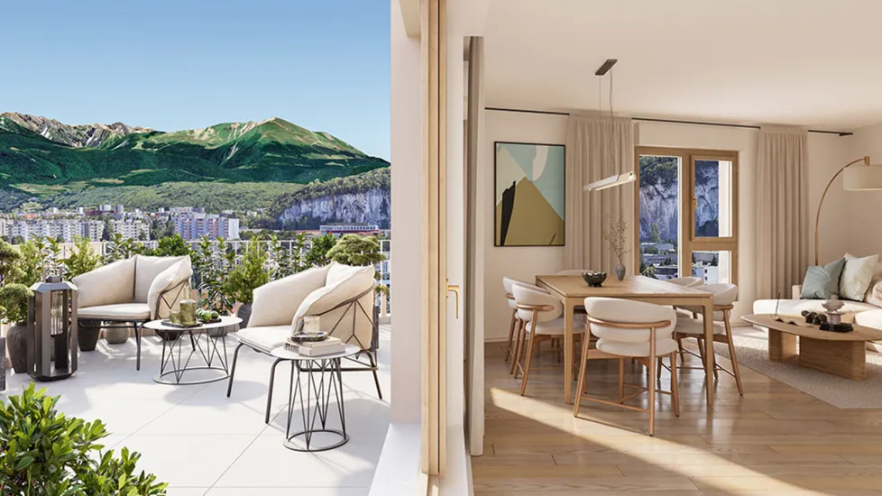 Fontaine écoquartier Porte du Vercors à 10 min du tram A