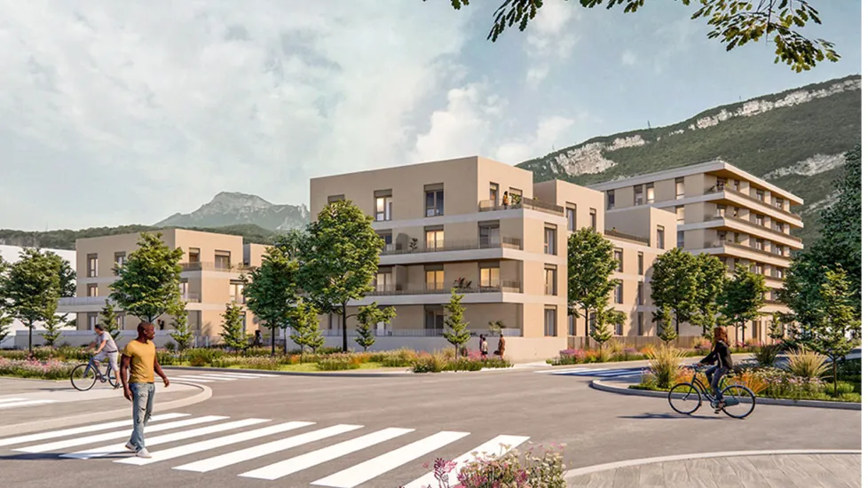 Fontaine écoquartier Porte du Vercors à 10 min du tram A