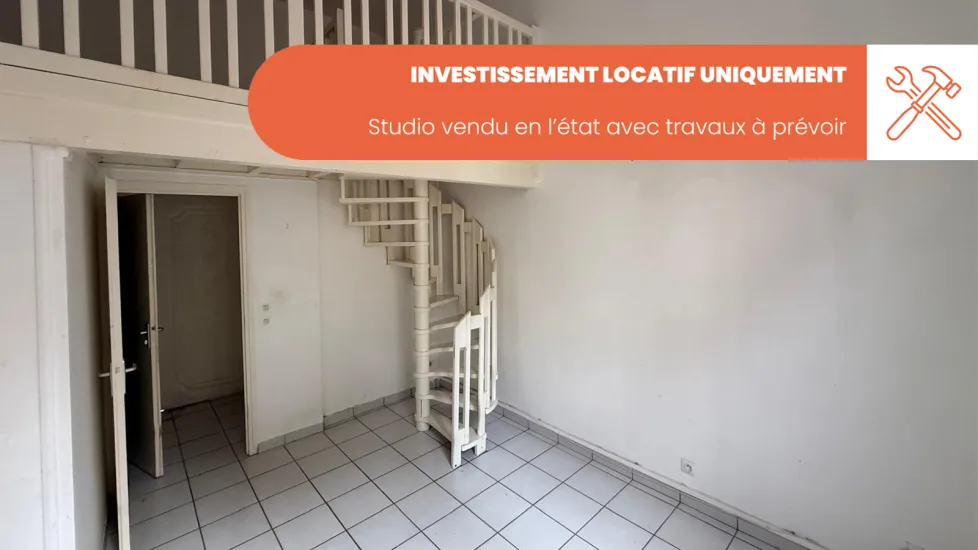 Oullins INVESTISSEMENT studio vendu en l’état travaux à prévoir