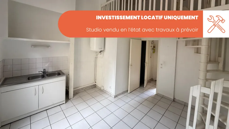 Oullins INVESTISSEMENT studio vendu en l’état travaux à prévoir